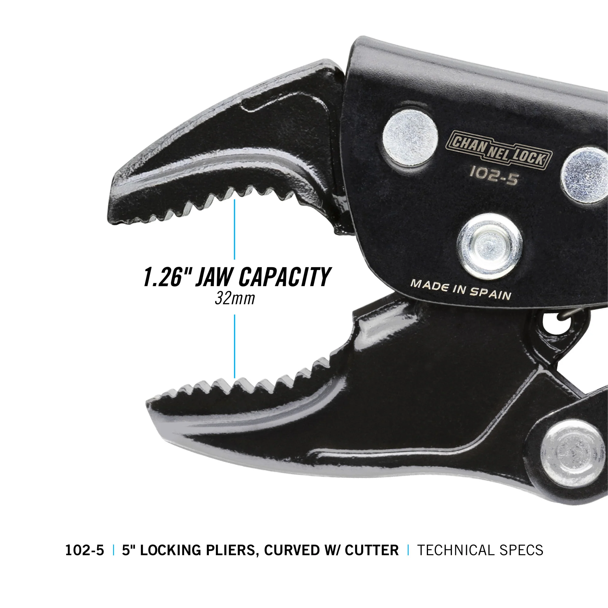 5-inch Curved Jaw Locking Pliers w/ Cutter (102-5) - Image 6