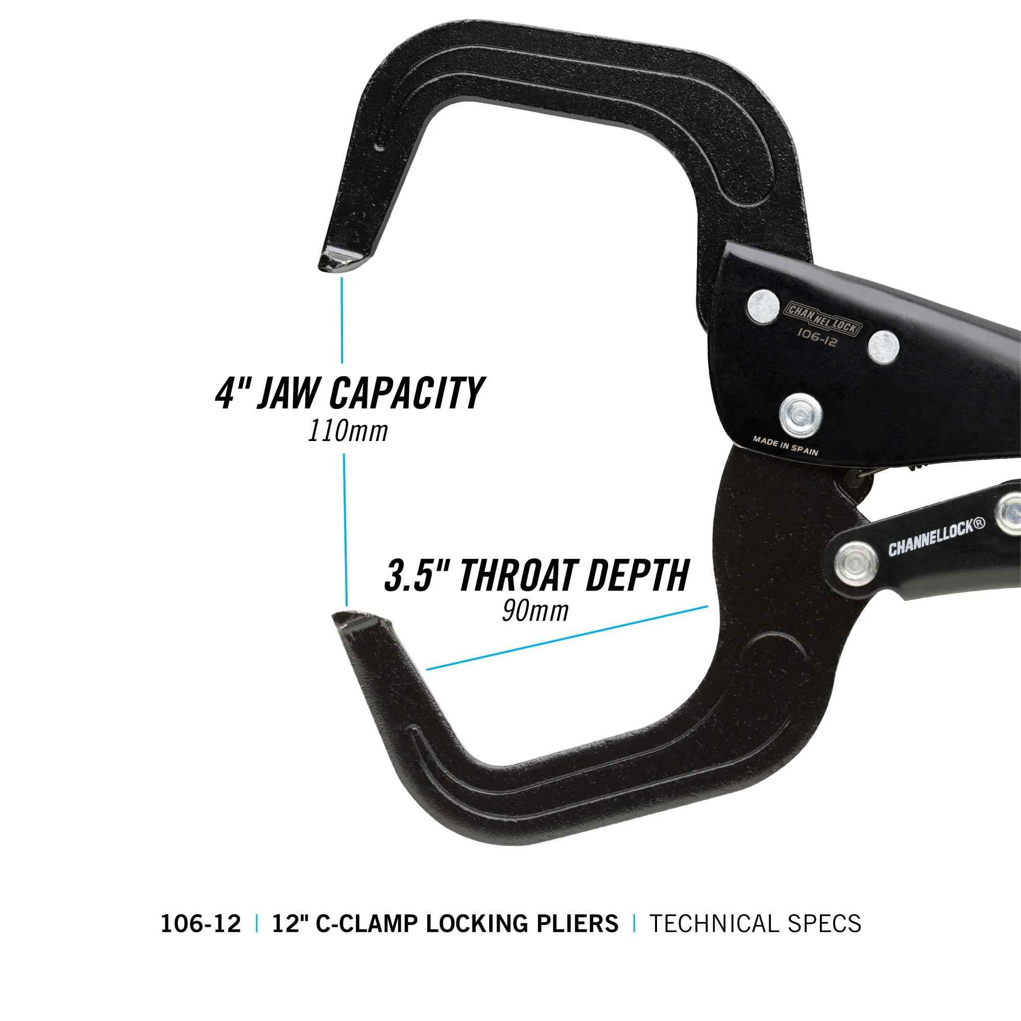 12-inch C-Clamp Locking Pliers (106-12) - Image 7