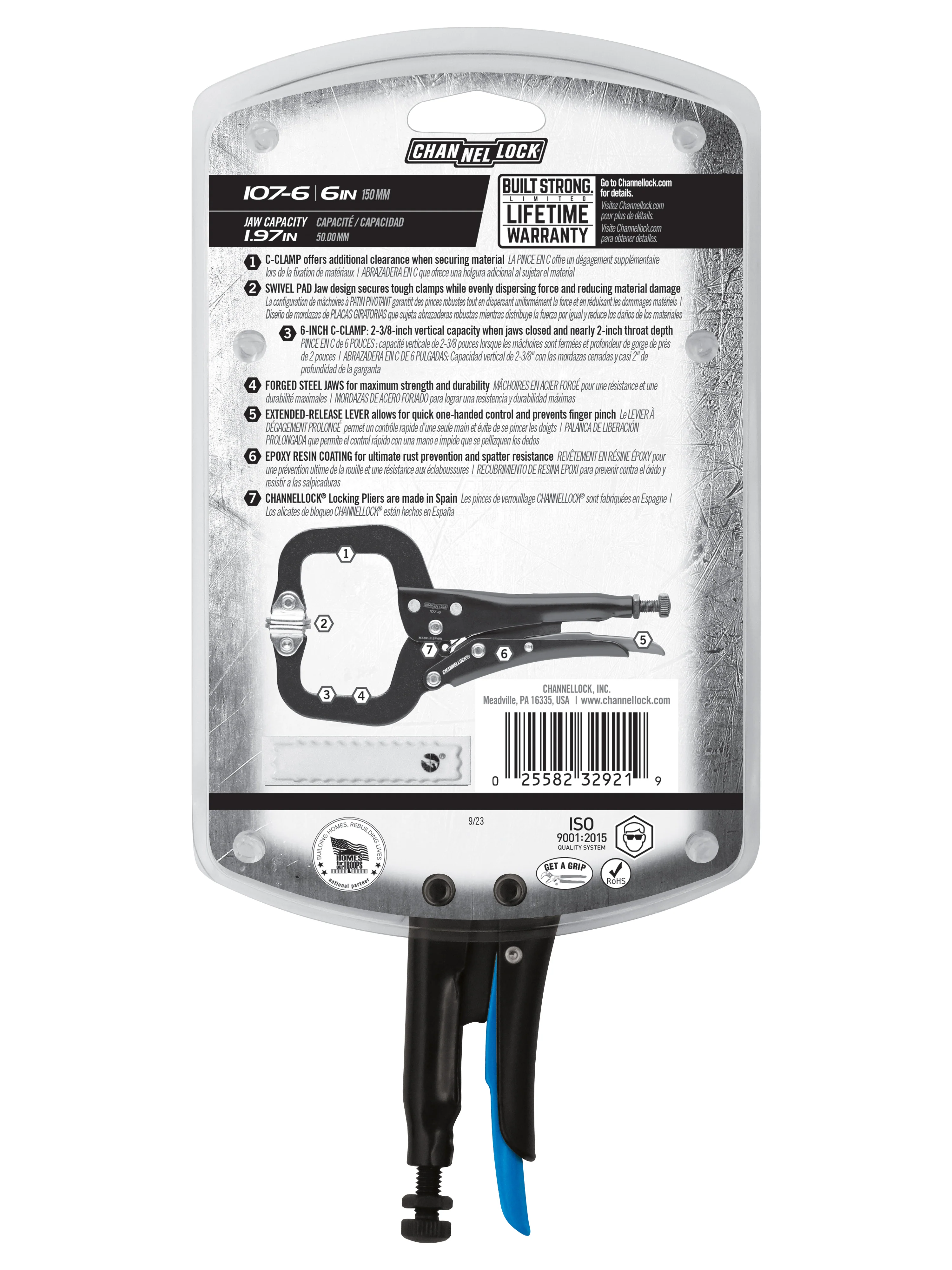6-inch C-Clamp Locking Pliers w/ Swivel Pads (107-6) - Image 9
