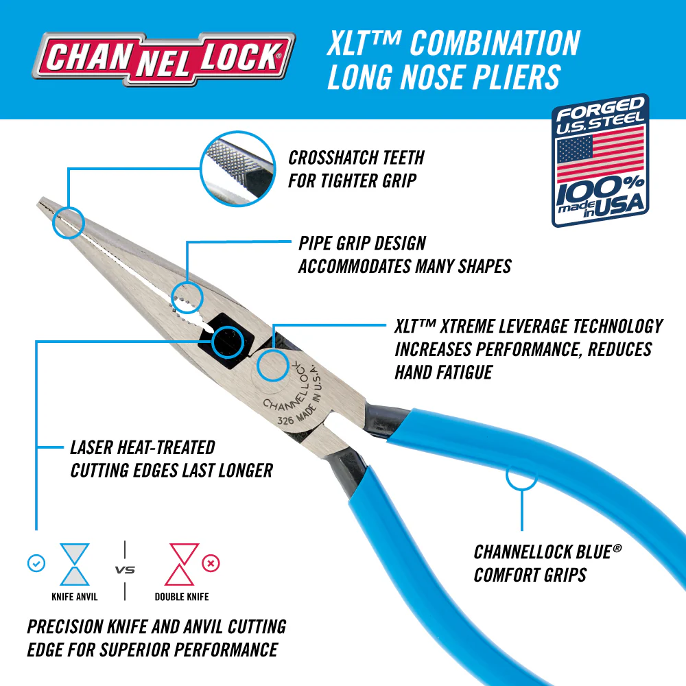 6-inch XLT™ Combination Long Nose Pliers with Cutter (326) - Image 2