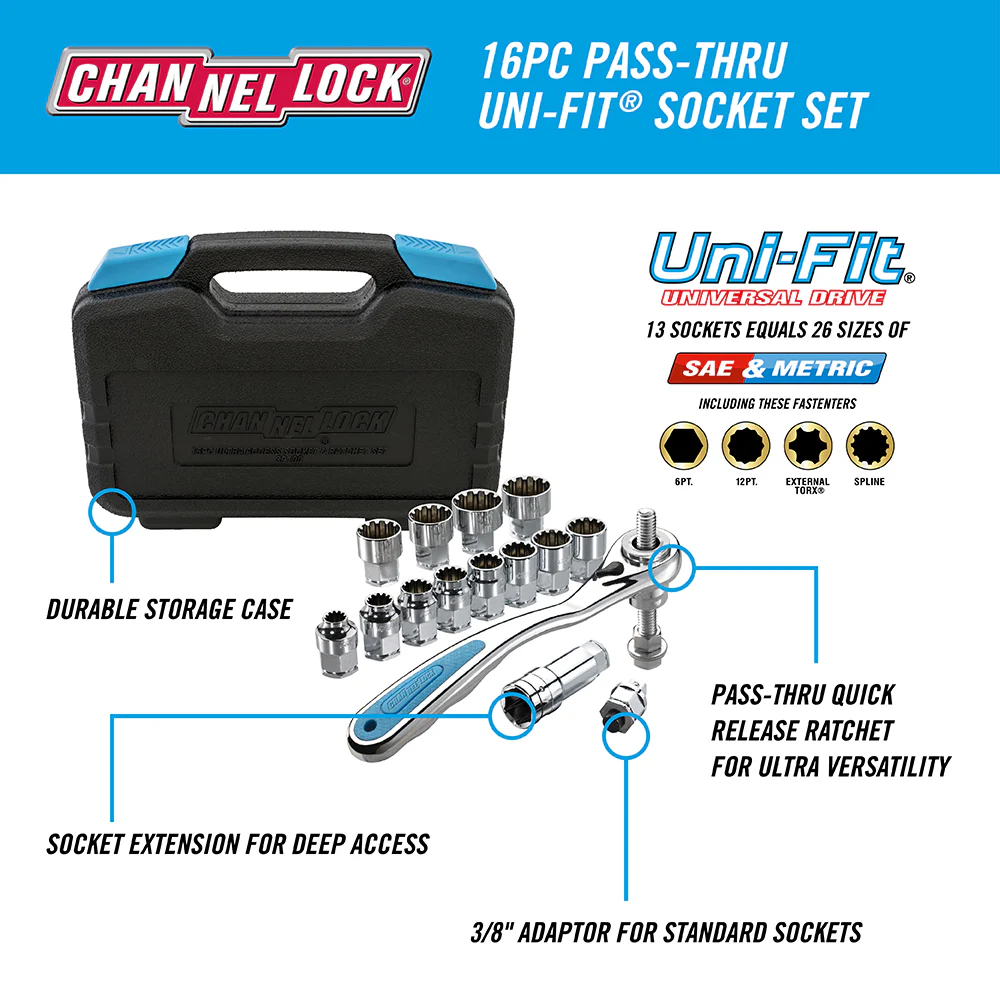 16pc Pass-Thru Uni-Fit Socket Set (39100) - Image 2