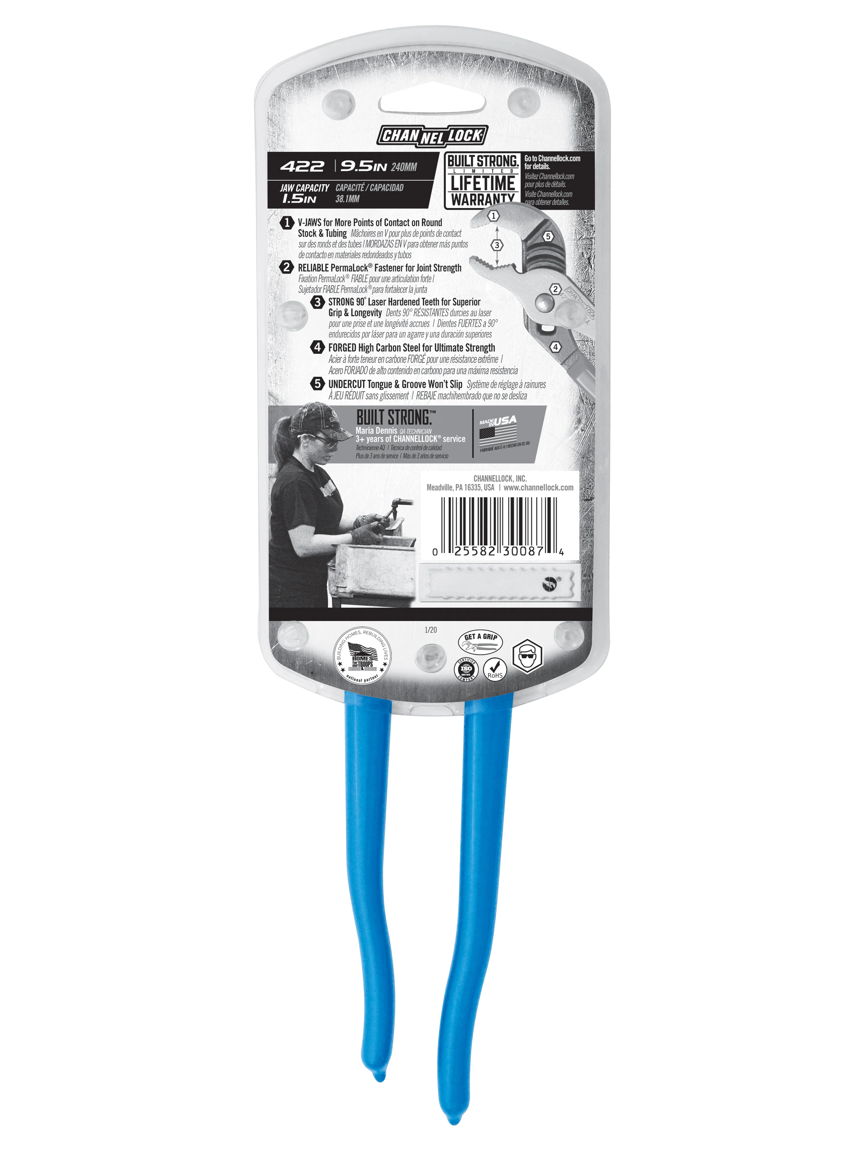 9.5-inch V-Jaw Tongue & Groove Pliers (422) - Image 8