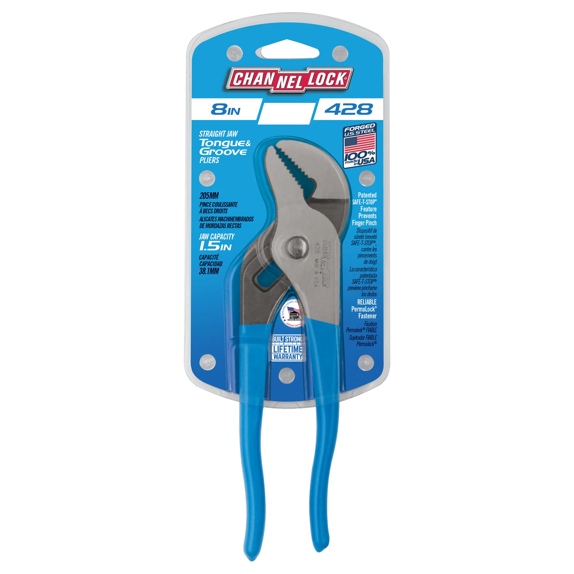 8-inch Straight Jaw Tongue & Groove Pliers (428) - Image 5