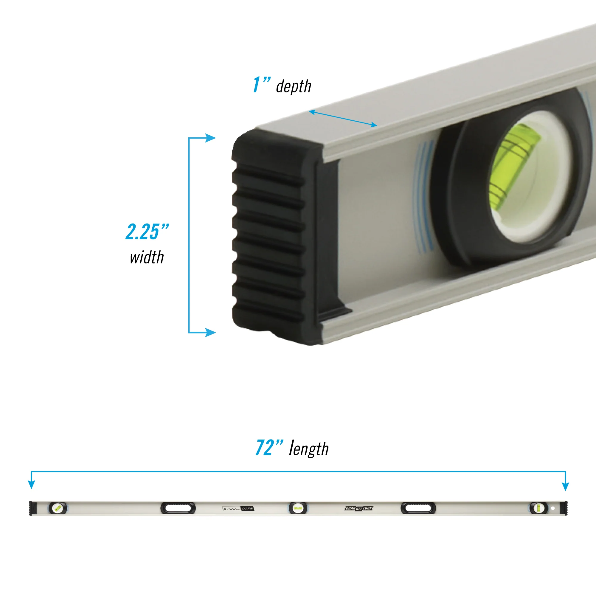 72-inch Professional-Grade Aluminum I-Beam Level (5100-0072) - Image 2