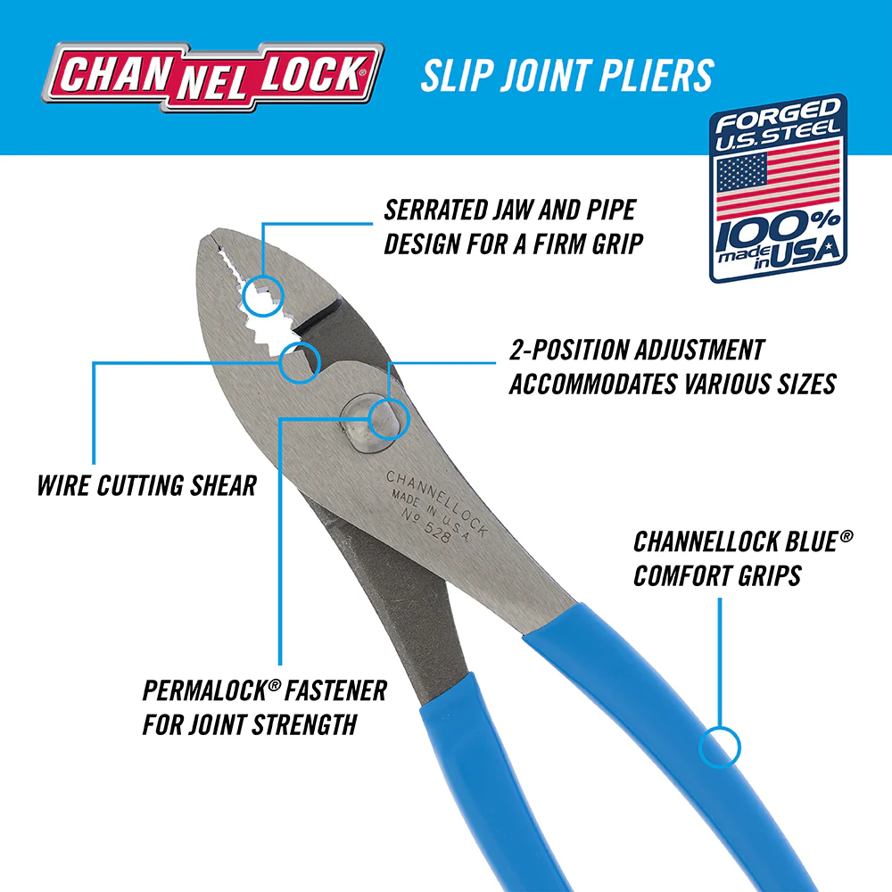 8-inch Slip Joint Pliers (528) - Image 2