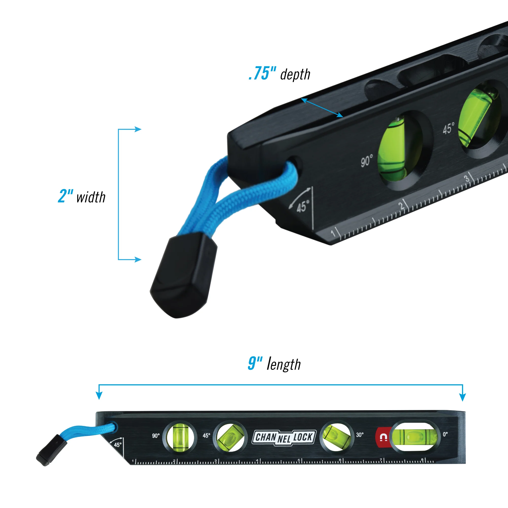9-inch Professional-Grade Magnetic Aluminum Billet Torpedo Level (6200-0010) - Image 2
