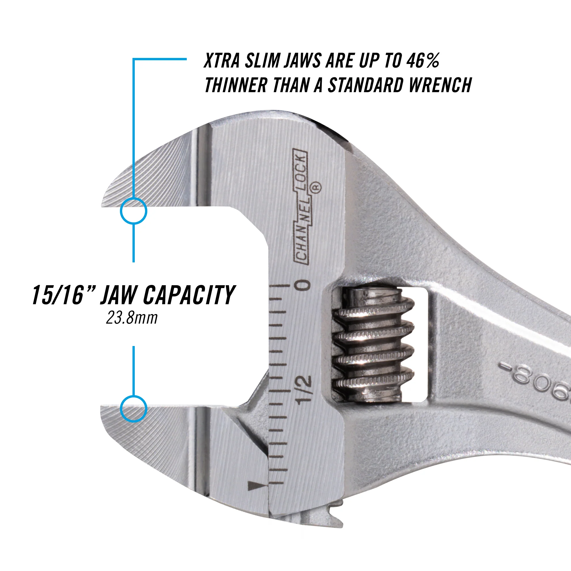 6-inch Extra Slim Jaw Adjustable Wrench  (806SW) - Image 3