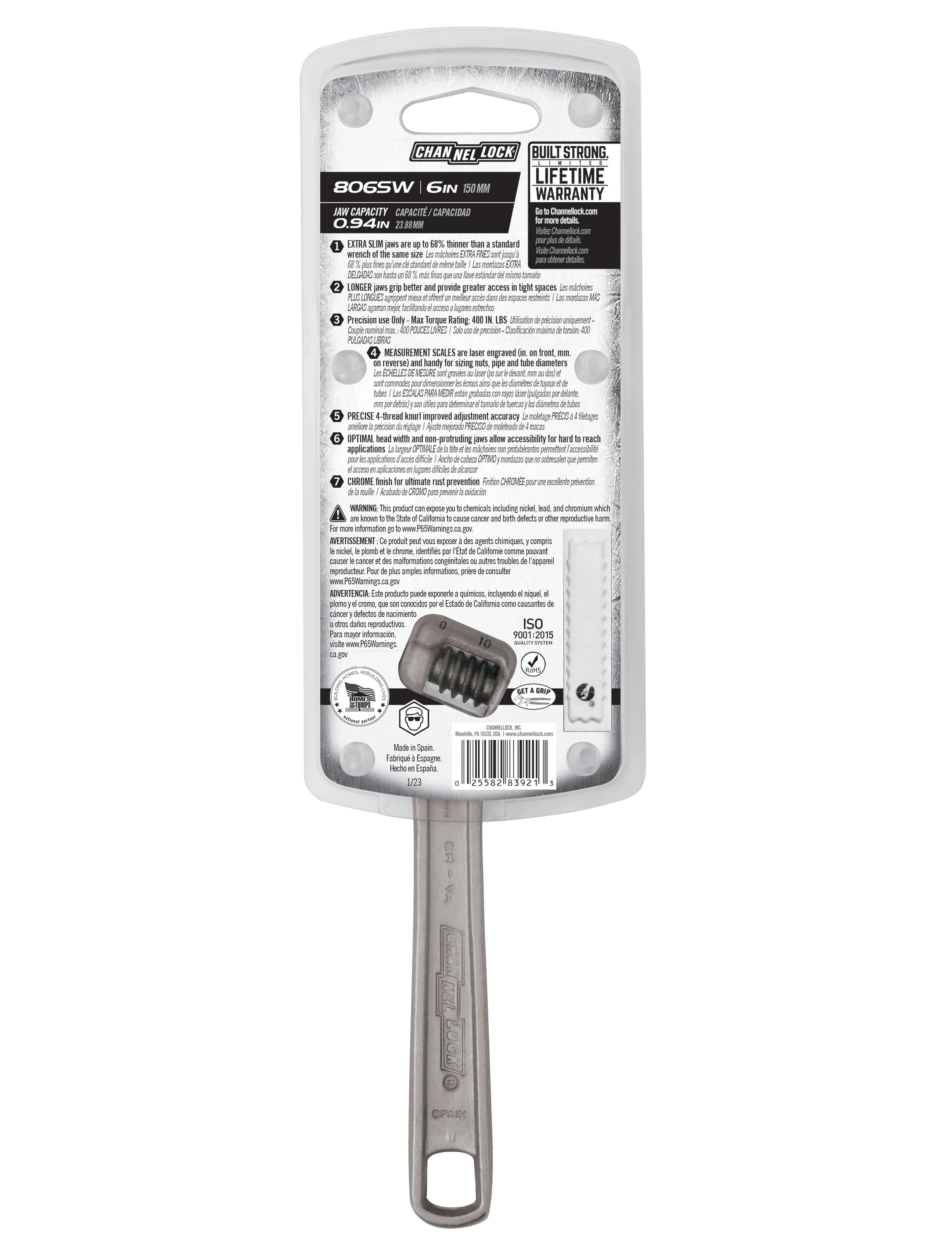 6-inch Extra Slim Jaw Adjustable Wrench  (806SW) - Image 6