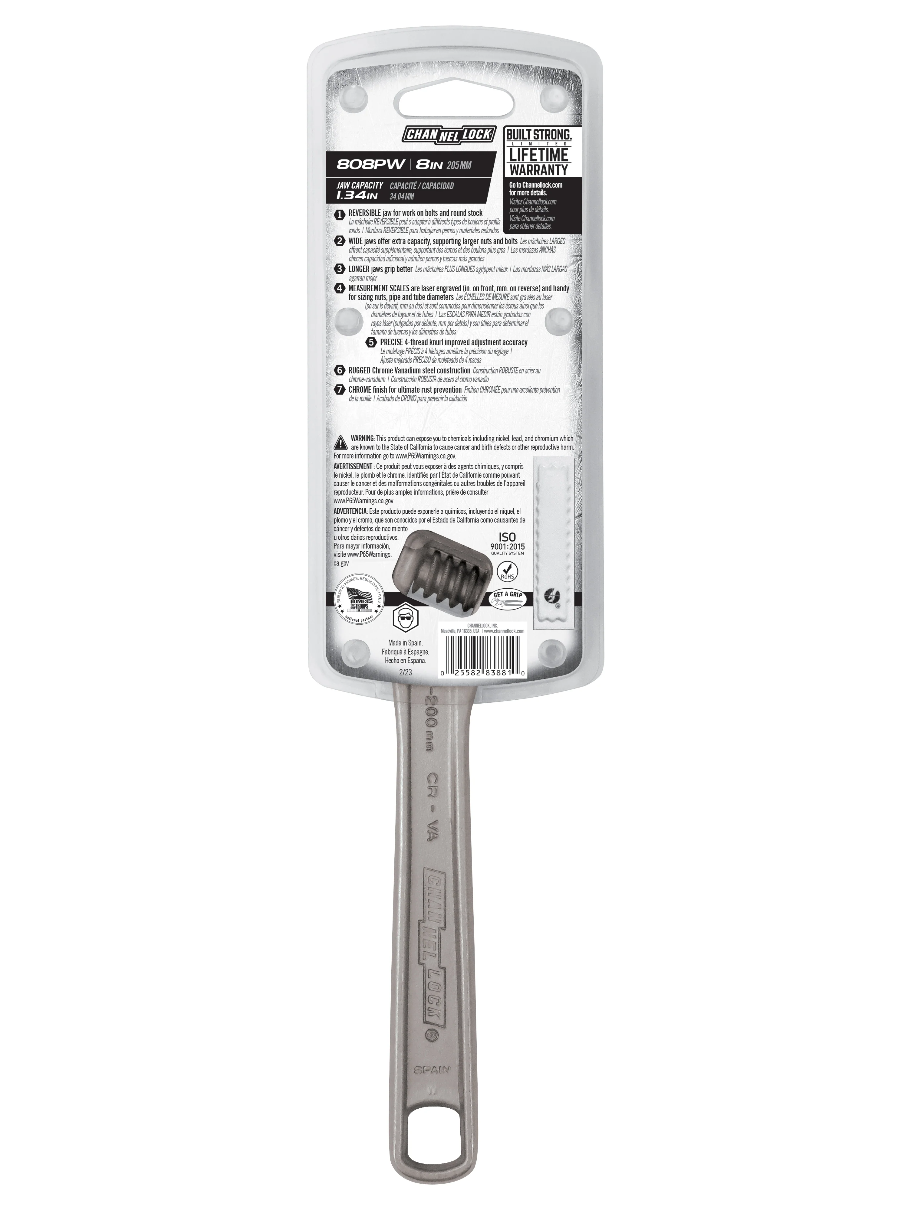 8-inch Reversible Jaw Adjustable Wrench (808PW) - Image 7