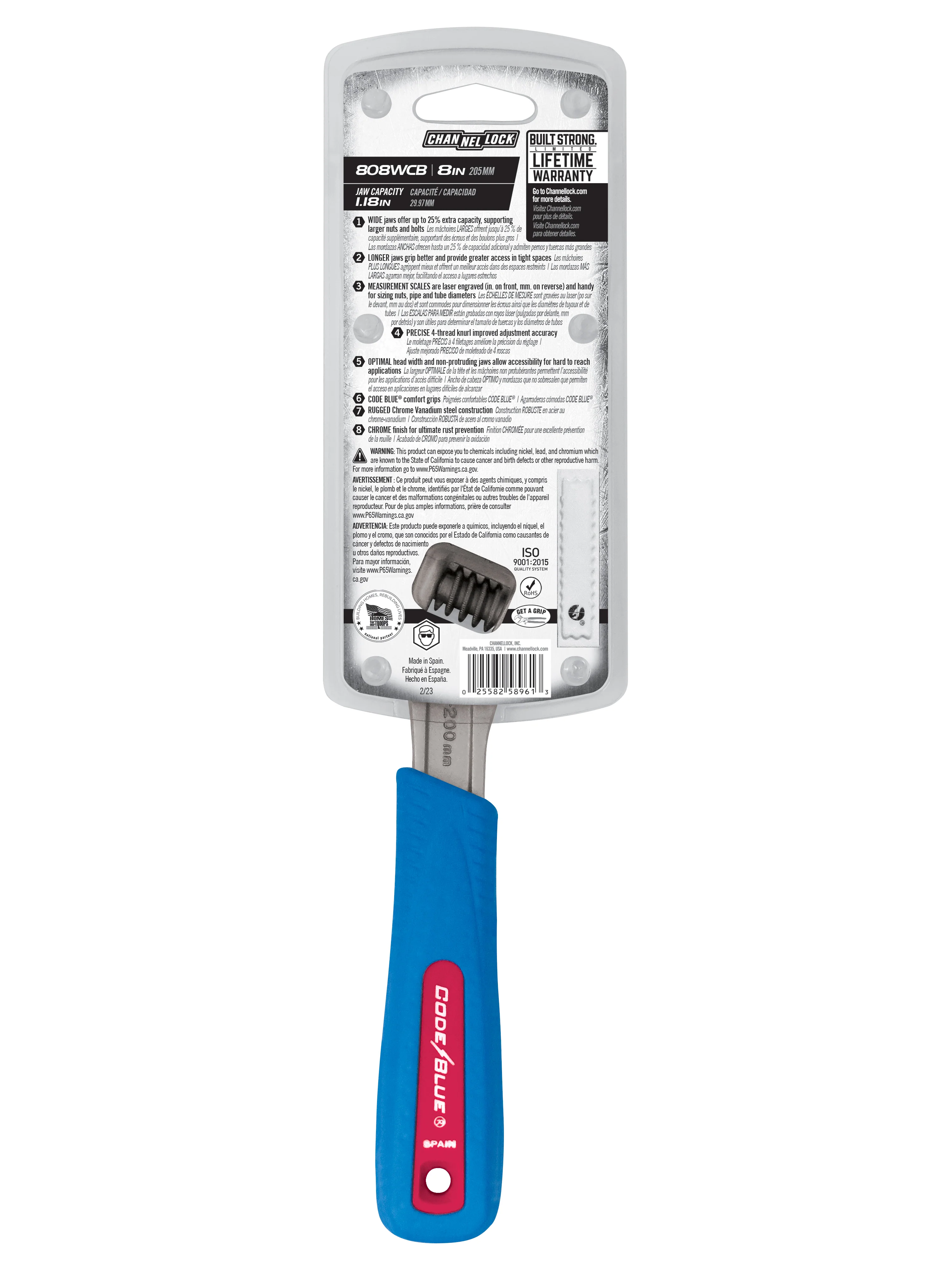 8-inch CODE BLUE® Adjustable Wrench (808WCB) - Image 4