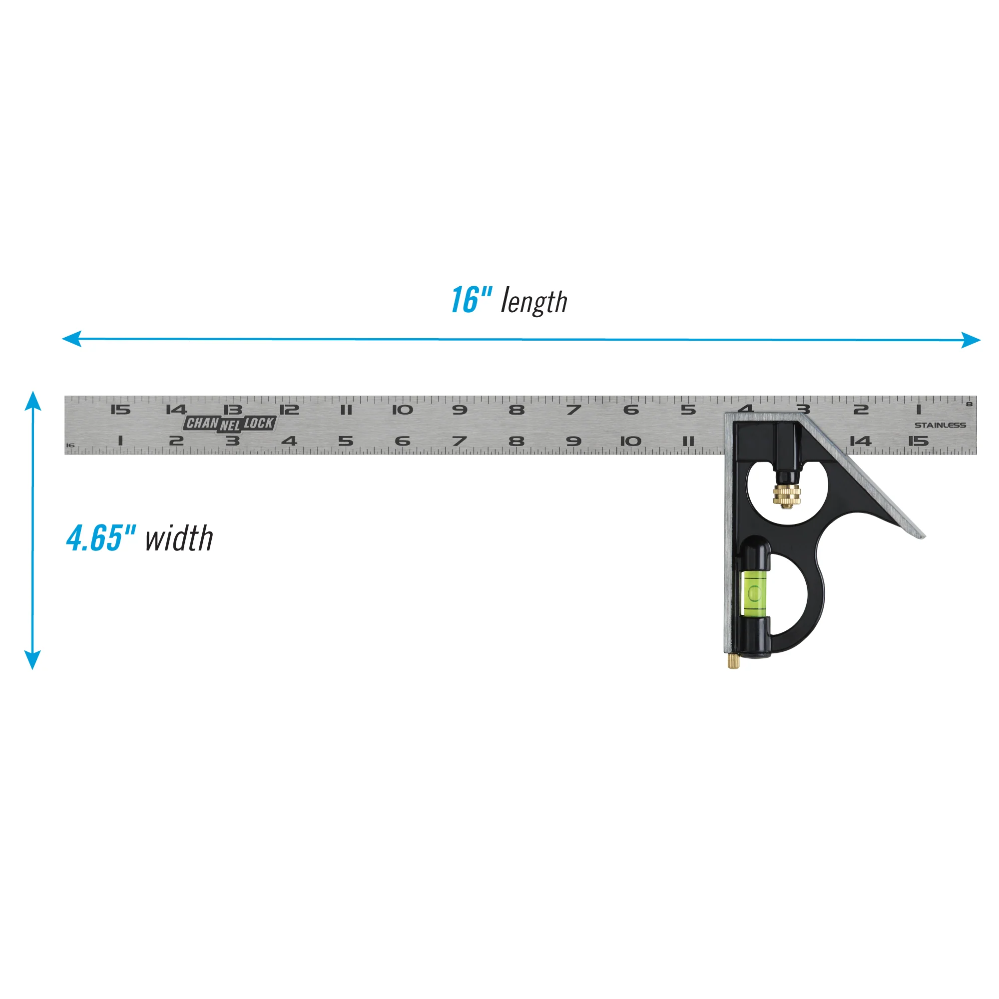 16-inch High-Visibility Stainless Steel Combination Square (8100-016CS) - Image 2