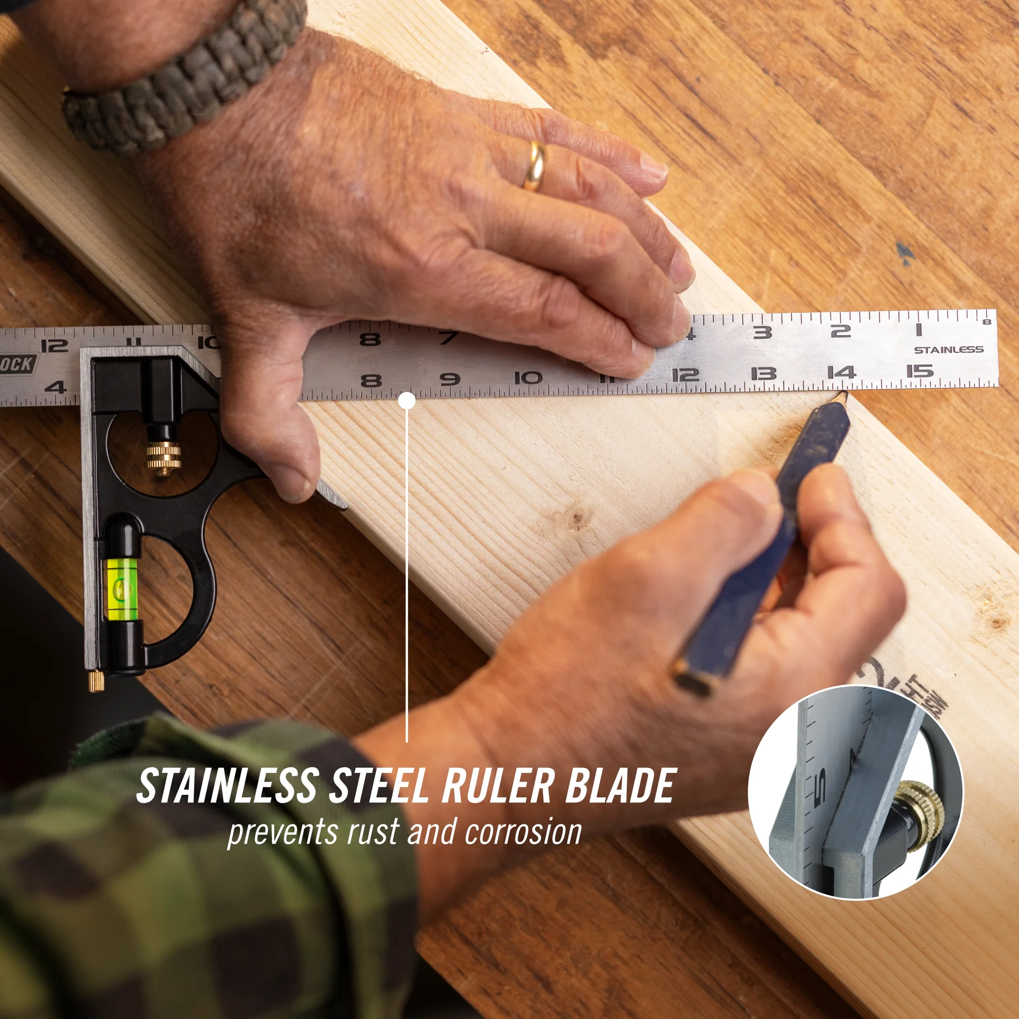16-inch High-Visibility Stainless Steel Combination Square (8100-016CS) - Image 4