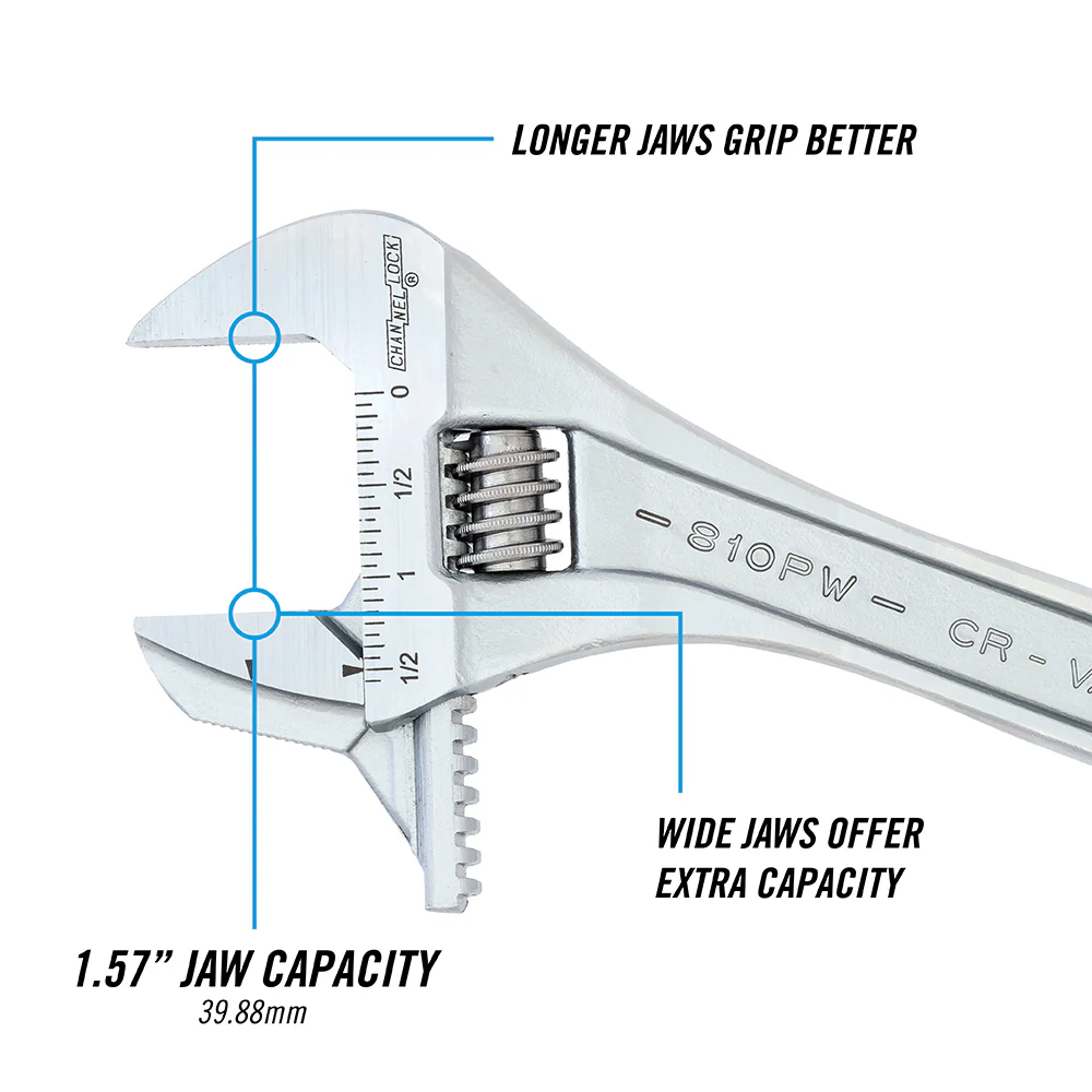 10-inch Reversible Jaw Adjustable Wrench (810PW) - Image 4