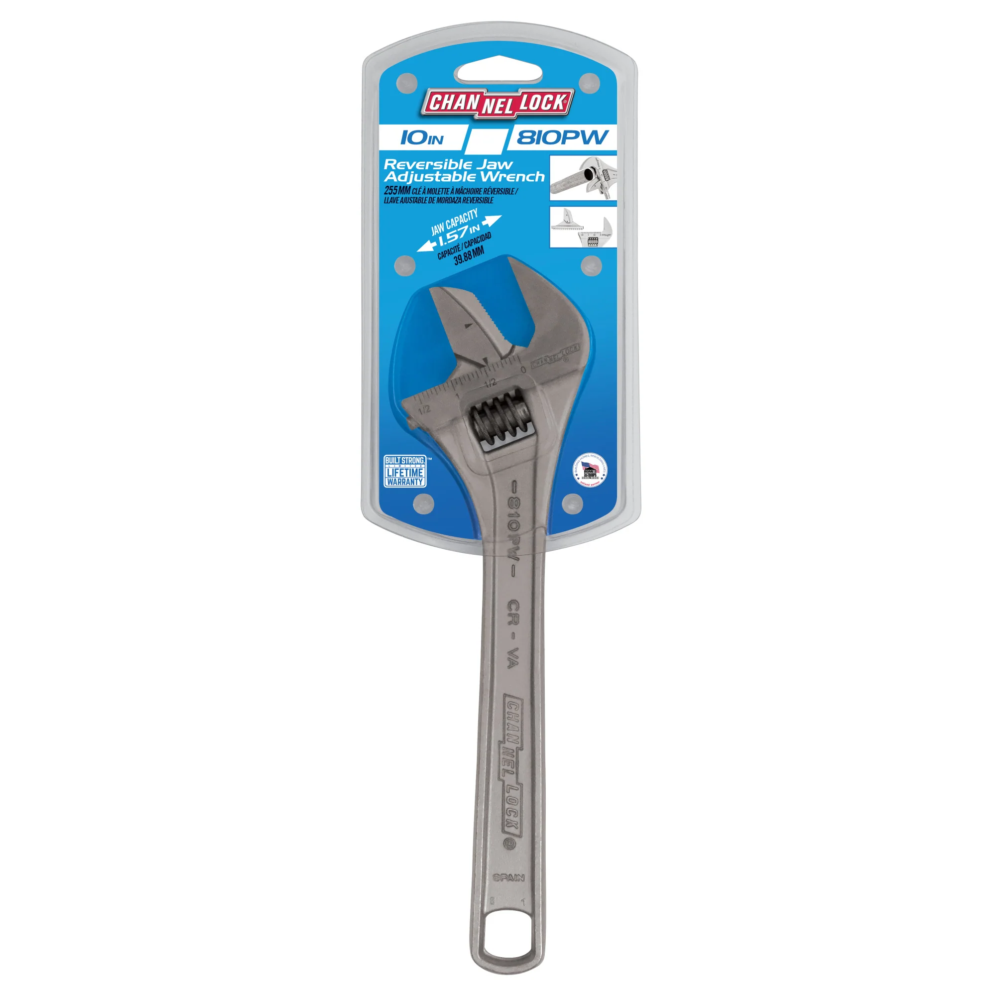 10-inch Reversible Jaw Adjustable Wrench (810PW) - Image 7