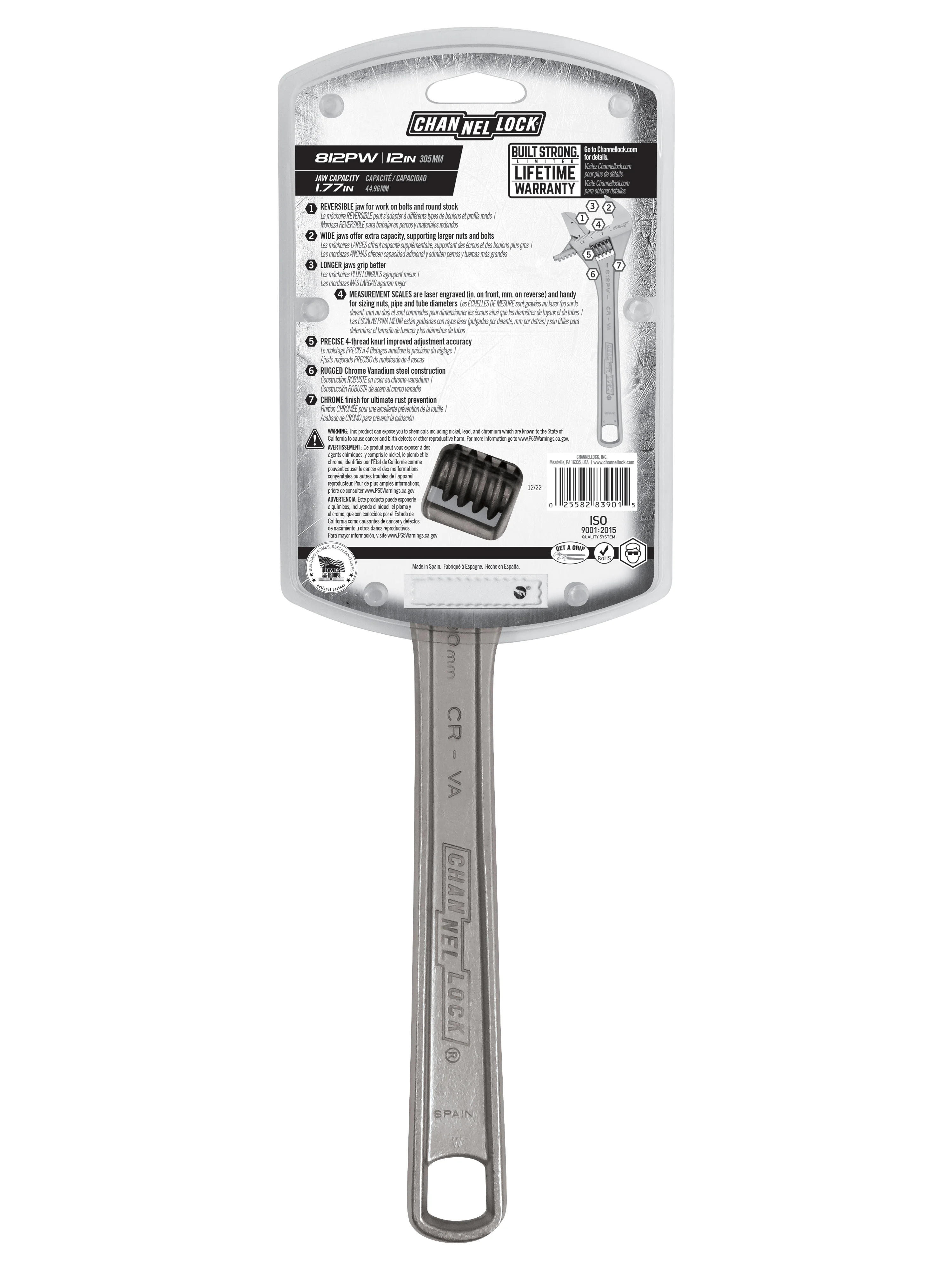 12-inch Reversible Jaw Adjustable Wrench (812PW) - Image 4