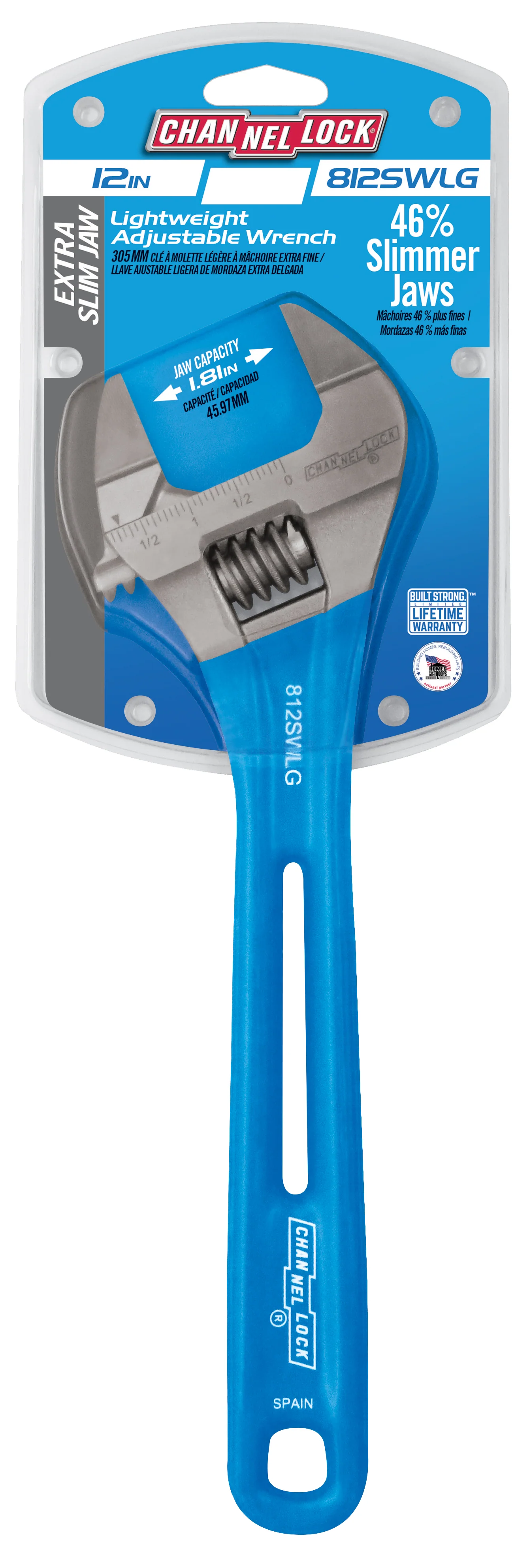 12-inch Lightweight Extra Slim Jaw WideAzz® Adjustable Wrench (812SWLG) - Image 2