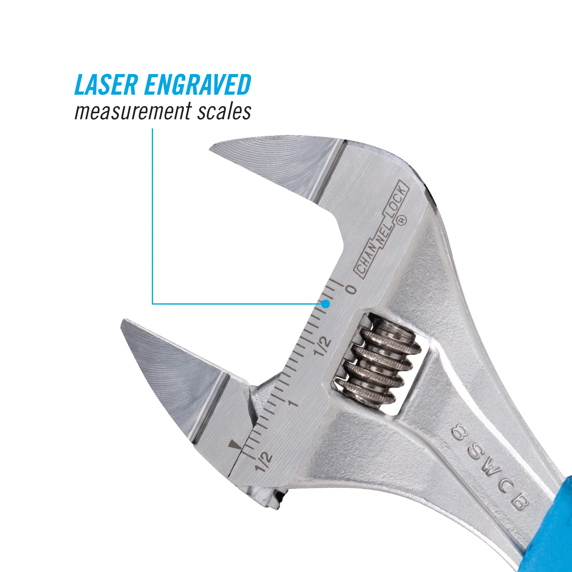 8-inch CODE BLUE® WideAzz® Slim Jaw Adjustable Wrench (8SWCB) - Image 4