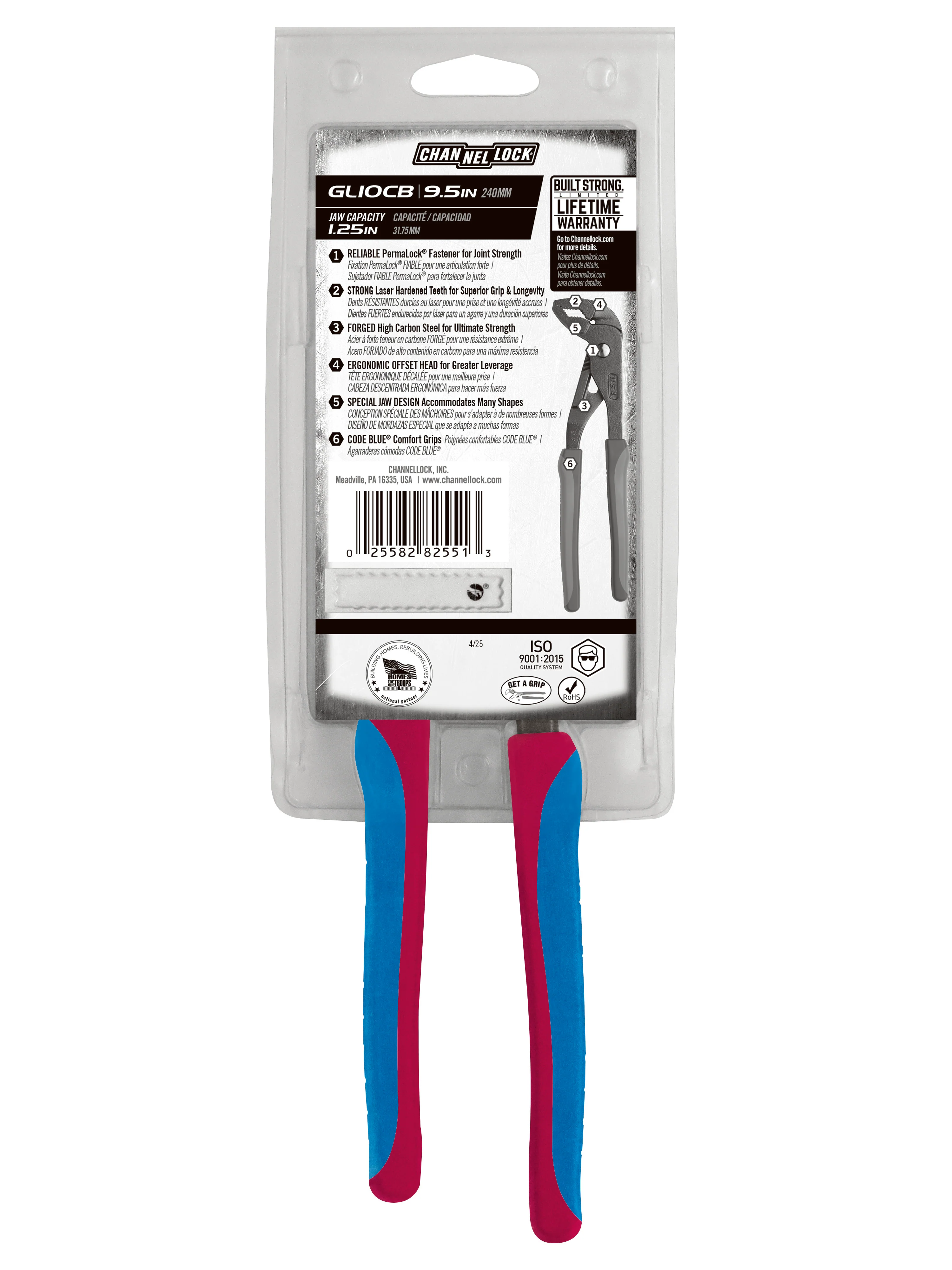 9.5-inch CODE BLUE® GRIPLOCK® Tongue & Groove Pliers (GL10CB) - Image 4