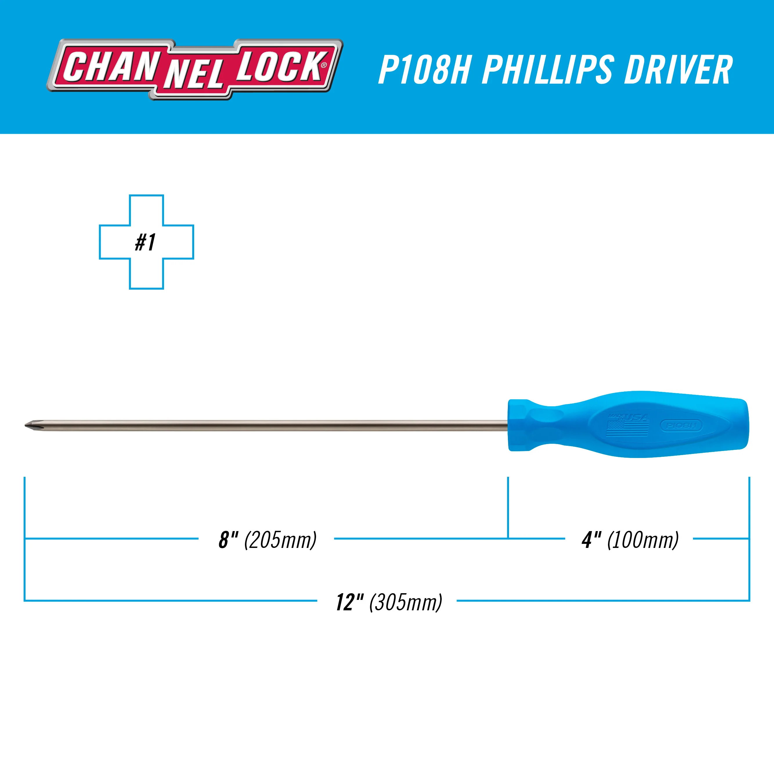 PHILLIPS #1 x 8-inch Professional Screwdriver (P108H) - Image 2