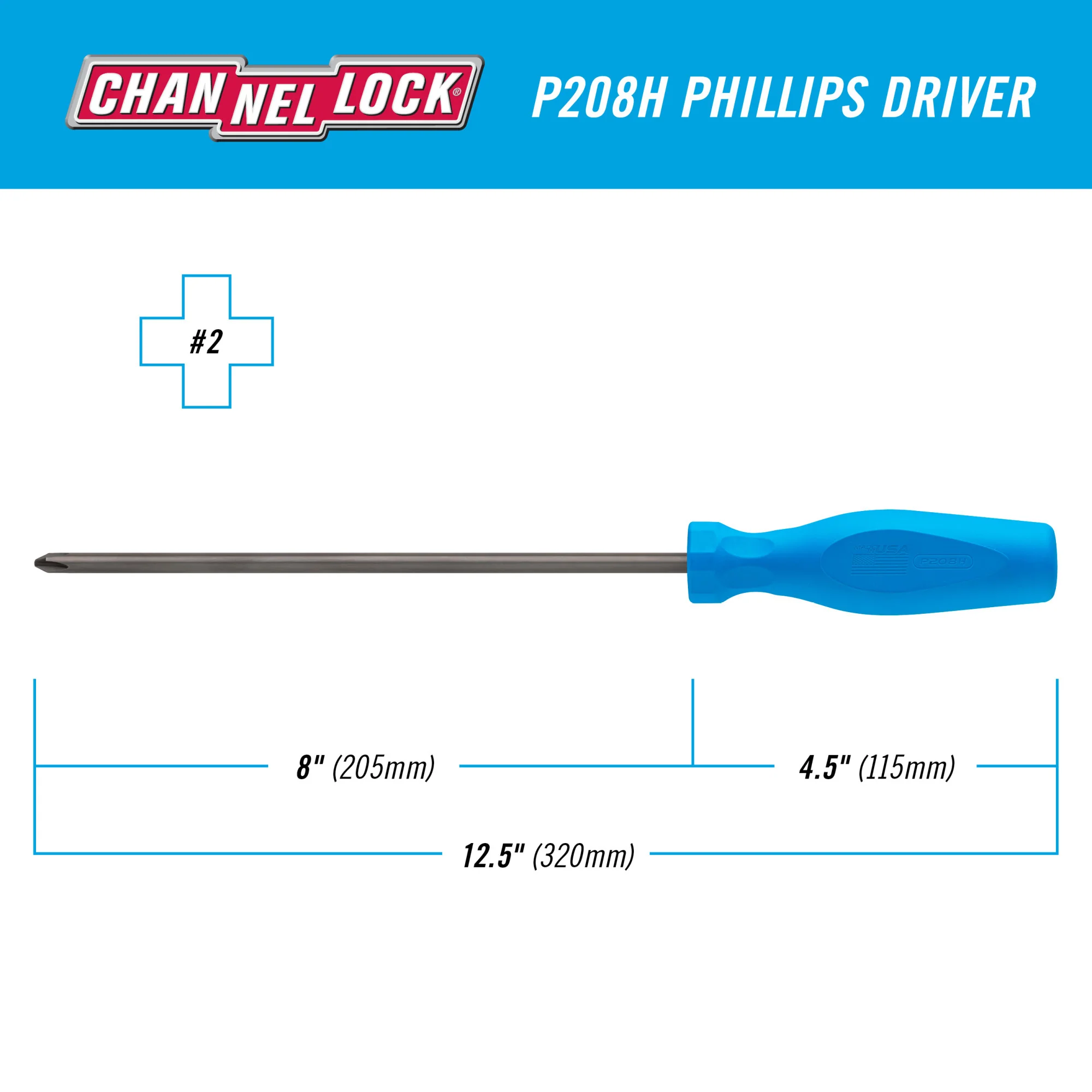 PHILLIPS #2 x 8-inch Professional Screwdriver (P208H) - Image 2