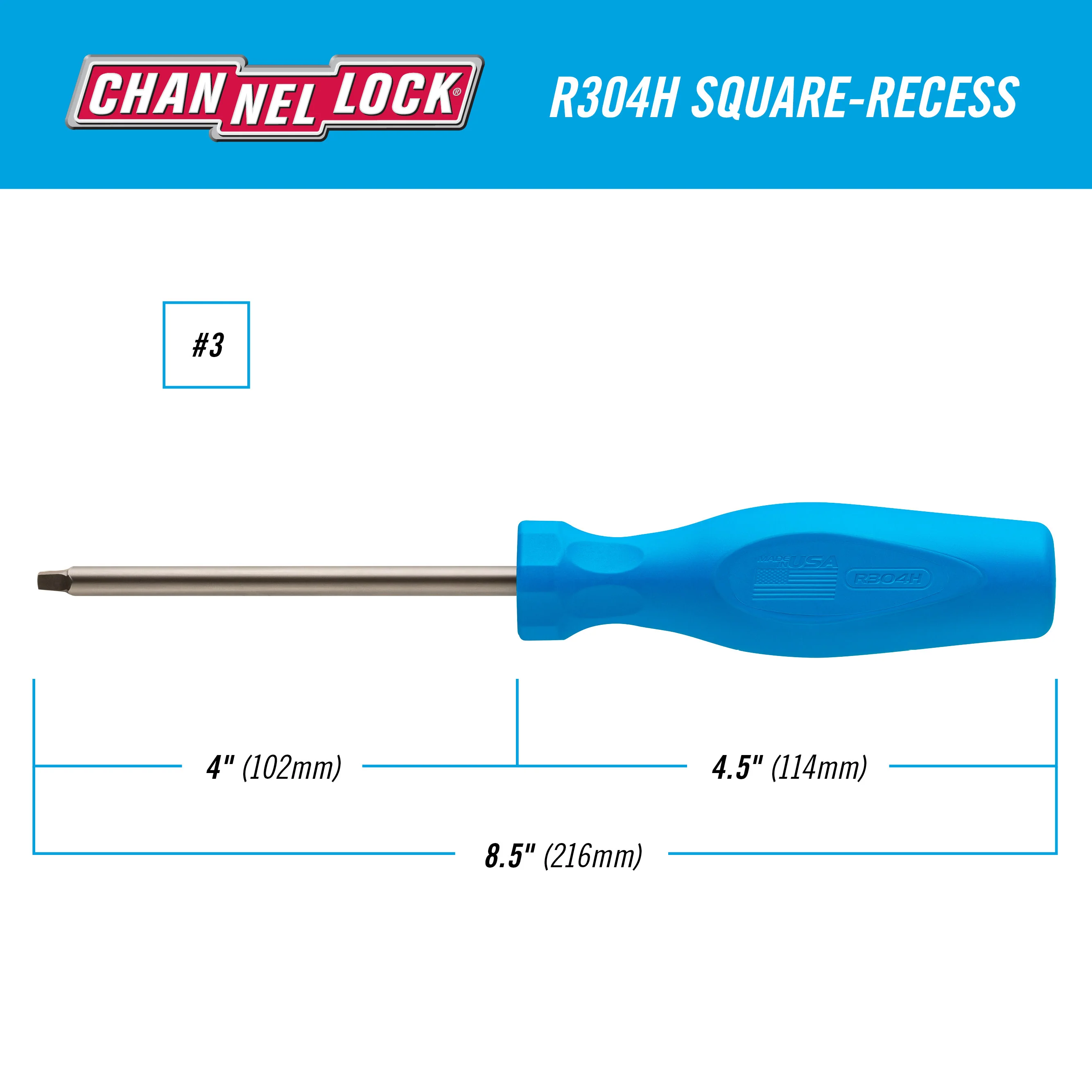 Square Recess #3 X 4-inch Professional Screwdriver (R304H) - Image 2