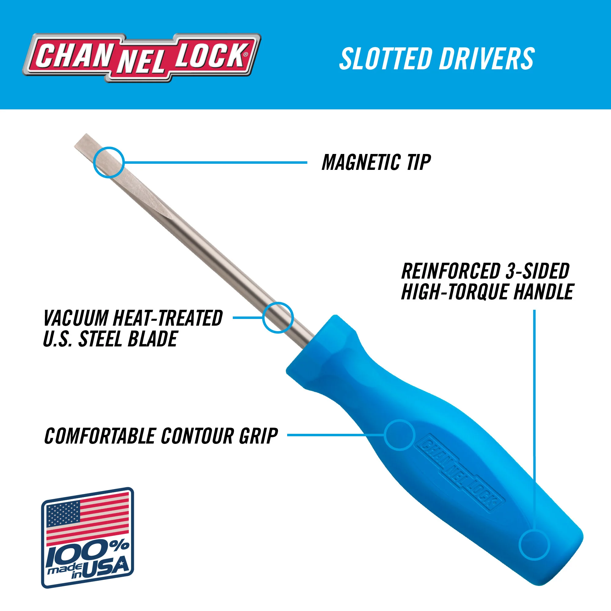 Slotted 1/4 x 6-inch Professional Screwdriver (S146H) - Image 3