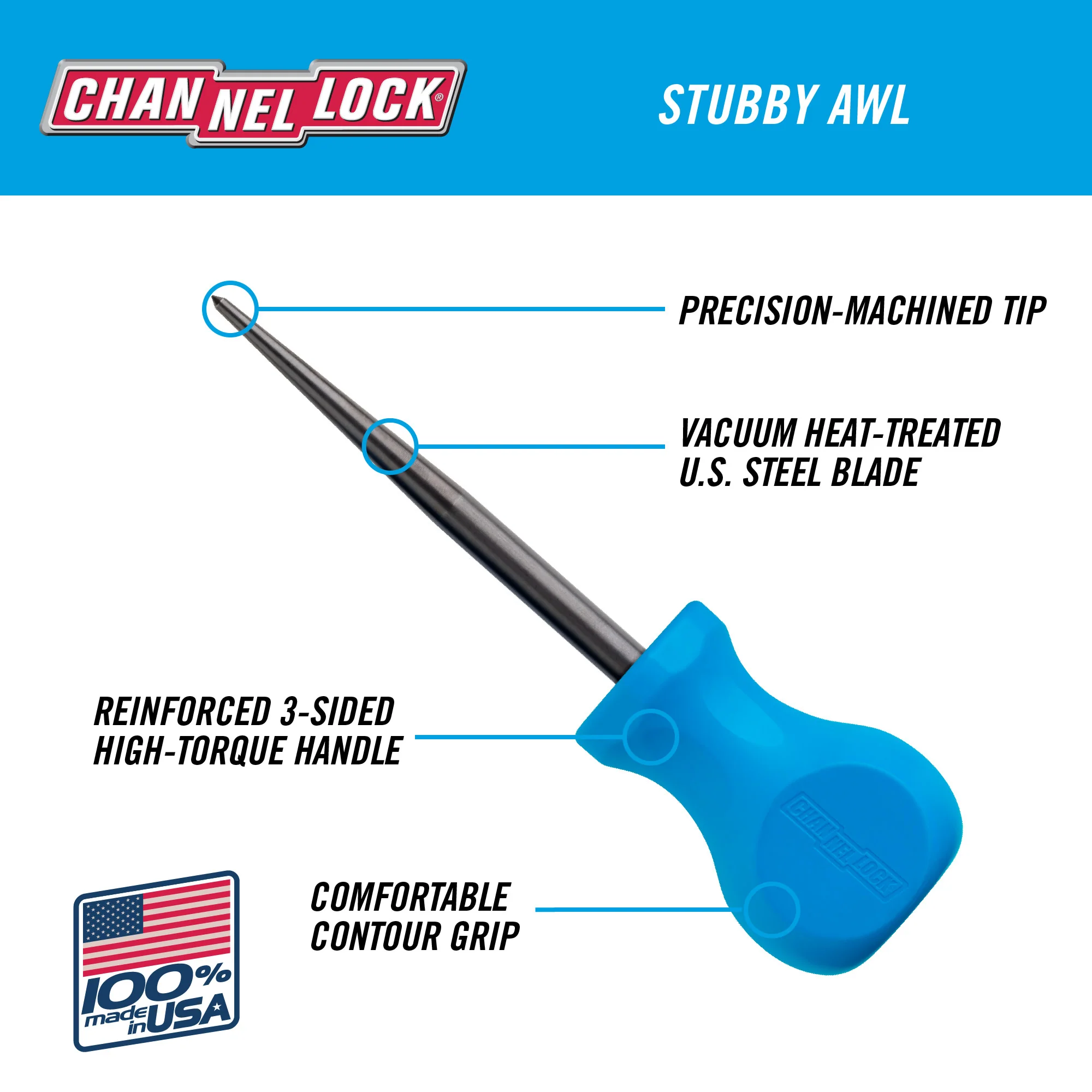 Stubby x 3-inch Professional Pick Scratch Awl (SAW3H) - Image 3