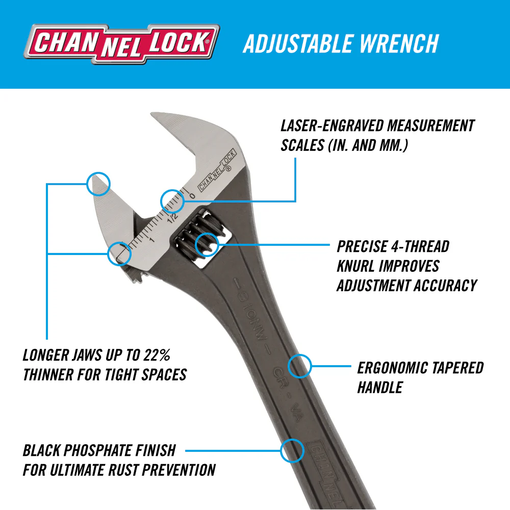 10-inch Adjustable Wrench (810NW) - Image 2